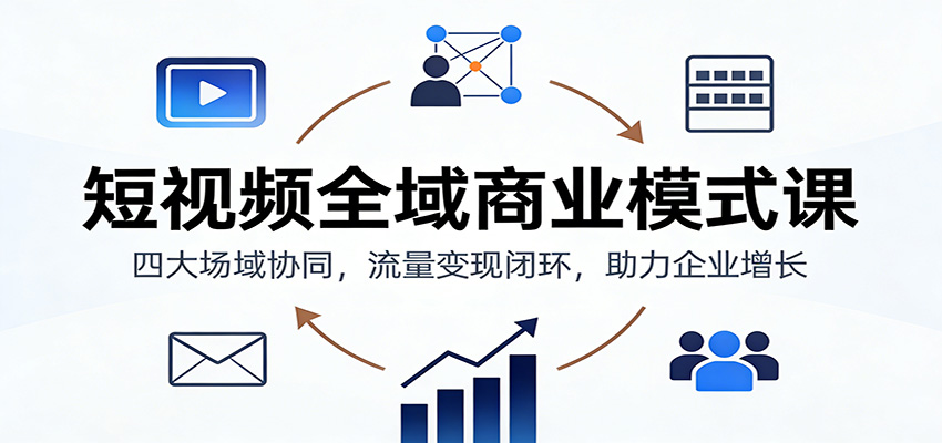 短视频全域商业模式课：四大场域协同，流量变现闭环，助力企业增长-独家科技资源网