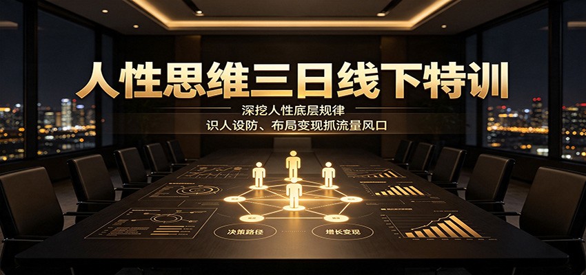 人性思维三日线下特训:深挖人性底层规律,识人设防、布局变现抓流量风口-独家科技资源网