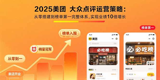 2025美团 大众点评运营策略:从零搭建到榜单第一完整体系,实现业绩10倍增长-独家科技资源网