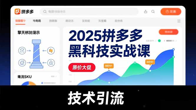 2025拼多多黑科技实战课，擎天柱玩法、爆流SKU、原价大促，技术引流，单店日销轻松破千单-独家科技资源网