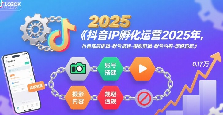 抖音IP孵化运营2025年，抖音底层逻辑-账号搭建-摄影剪辑-账号内容-规避违规-独家科技资源网