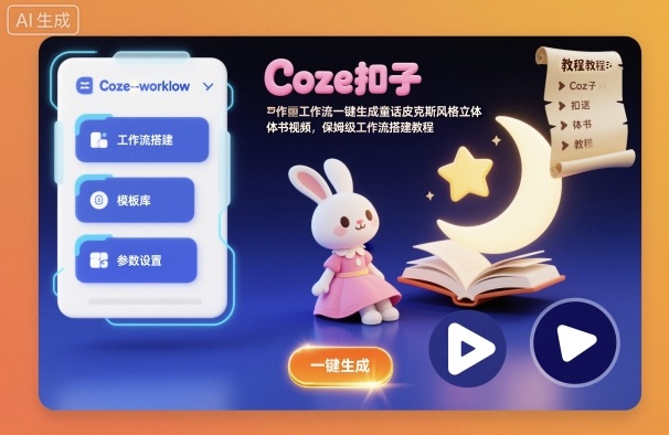Coze扣子工作流一键生成童话皮克斯风格立体书视频,保姆级工作流搭建教程-独家科技资源网