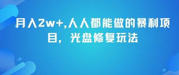 月入2w+，人人都能做的暴利项目，光盘修复玩法-独家科技资源网