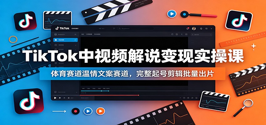 TikTok中视频解说变现实操课：体育赛道温情文案赛道，完整起号剪辑批量出片-独家科技资源网