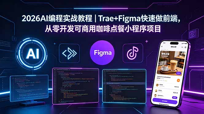 2026AI编程实战教程|Trae+Figma快速做前端,从零开发可商用咖啡点餐小程序项目-独家科技资源网