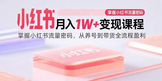 小红书月入1W+变现课程：掌握小红书流量密码，从养号到带货全流程盈利-独家科技资源网