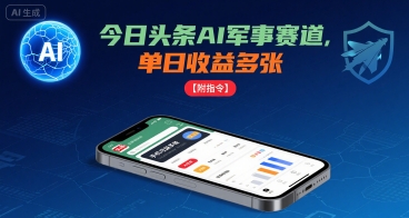 今日头条AI军事赛道，单日收益多张 ，手机可做【附指令】-独家科技资源网