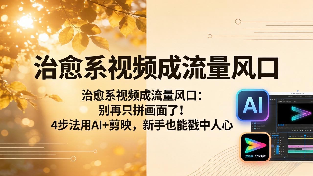 治愈系视频成流量风口：别再只拼画面了！4步法用AI+剪映，新手也能戳中人心-独家科技资源网