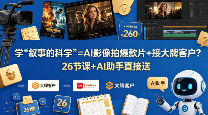 学《叙事的科学》=AI影像拍爆款片+接大牌客户？26节课+AI助手直接送【原创双语字幕】-独家科技资源网