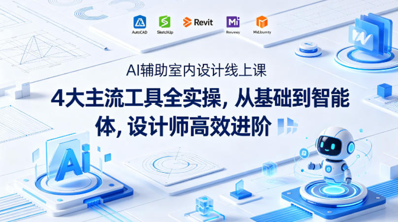 AI辅助室内设计线上课｜4大主流工具全实操，从基础到智能体，设计师高效进阶-独家科技资源网