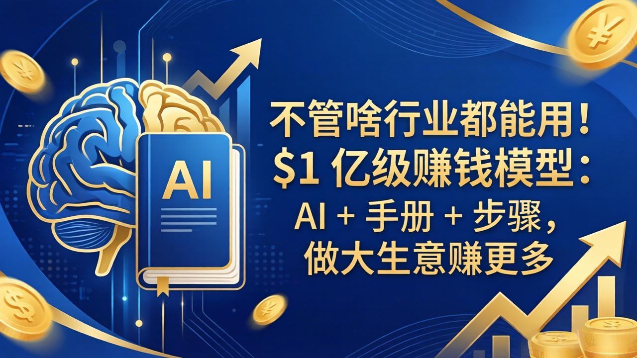 不管啥行业都能用！$1 亿级赚钱模型：AI + 手册 + 步骤，做大生意赚更多-独家科技资源网