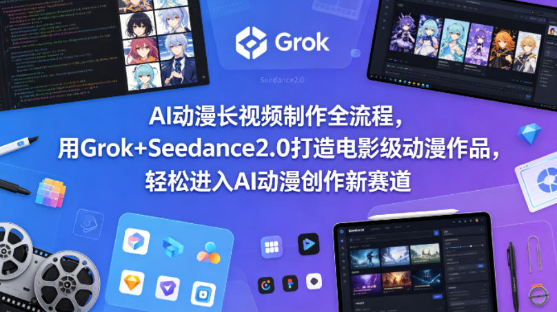 AI动漫长视频制作全流程，用Grok+Seedance2.0打造电影级动漫作品，轻松进入AI动漫创作新赛道-独家科技资源网
