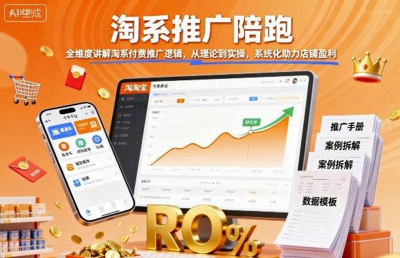 淘系推广陪跑，全维度讲解淘系付费推广逻辑，从理论到实操，系统化助力店铺盈利-独家科技资源网