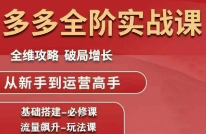 拼多多全阶实战课程，全维攻略，破局增长，从新手到运营高手-独家科技资源网