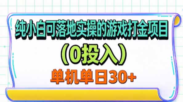 纯小白可落地实操的游戏打金项目(0投入-独家科技资源网