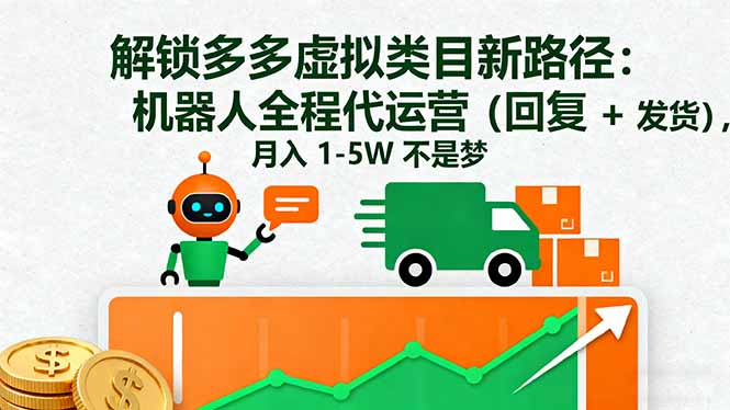 解锁多多虚拟类目新路径：机器人全程代运营(回复 + 发货-独家科技资源网