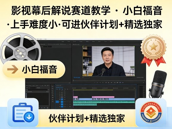 某大佬的影视幕后解说赛道教学，小白福音，上手难度小，可进伙伴计划+精选独家-独家科技资源网