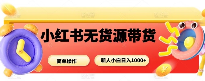 小红书无货源带货项目，简单无脑，新人小白日入多张-独家科技资源网