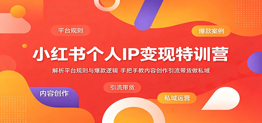 小红书个人IP变现特训营:解析平台规则与爆款逻辑,手把手教内容创作引流带货做私域-独家科技资源网