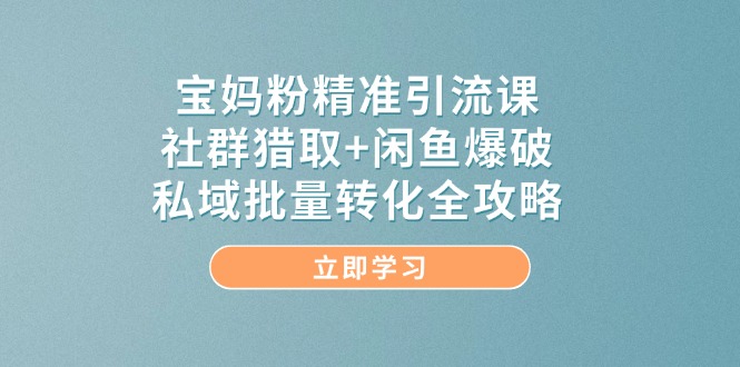 宝妈粉精准引流课，社群猎取+闲鱼爆破，私域批量转化全攻略-独家科技资源网