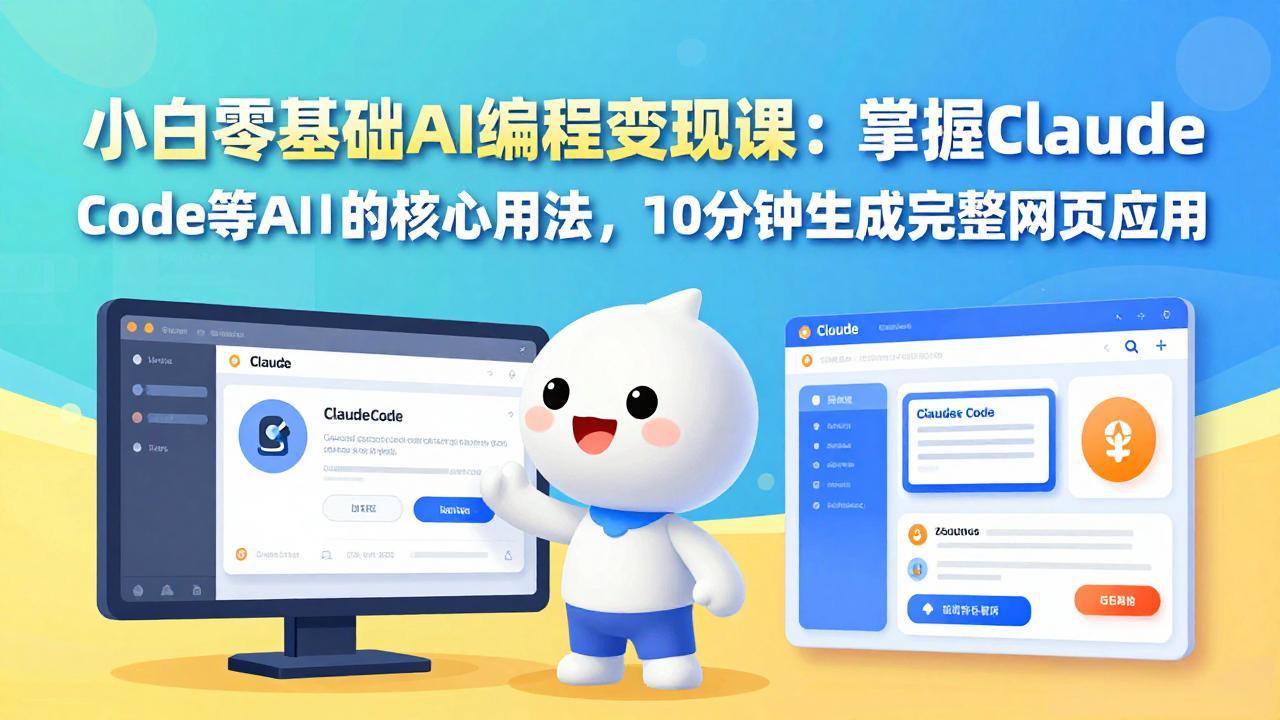 小白零基础AI编程变现课：掌握Claude Code等AI工具的核心用法，10分钟生成完整网页应用-独家科技资源网