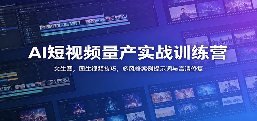 AI短视频量产实战训练营：文生图，图生视频技巧，多风格案例提示词与高清修复-独家科技资源网