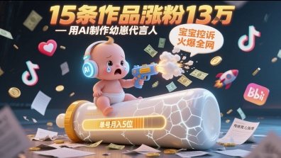 用AI制作幼崽代言人，宝宝的控诉火爆全网，15条作品涨粉13W，单号月入5位数实操教程-独家科技资源网