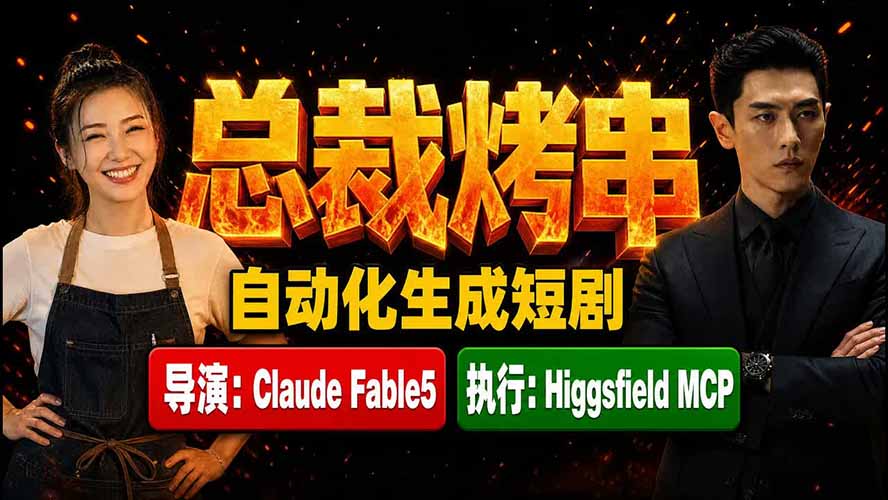 《总裁烤串》真人短剧全自动诞生！Claude Fable5 当导演，Higgsfield MCP 执行！-独家科技资源网