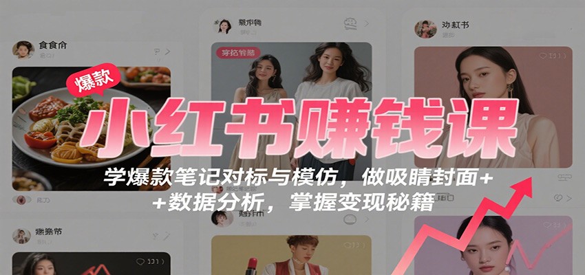 小红书赚钱课：学爆款笔记对标与模仿，做吸睛封面 + 数据分析，掌握变现秘籍-独家科技资源网