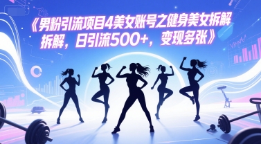男粉引流项目4美女账号之健身美女拆解，日引流500+，变现多张-独家科技资源网