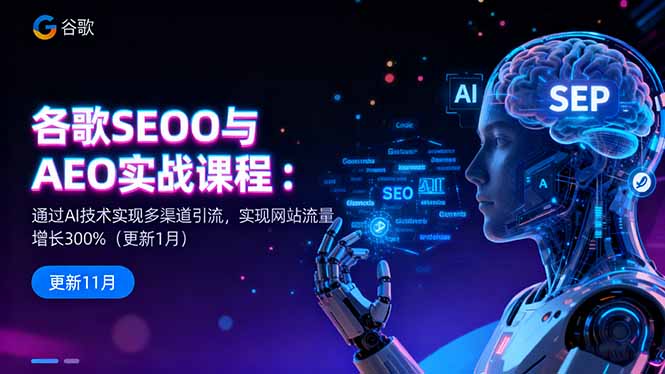 谷歌SEO与AEO实战课程：通过AI技术实现多渠道引流，实现网站流量增长300%-独家科技资源网