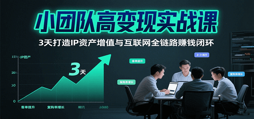 小团队高变现实战课，3天打造IP资产增值与互联网全链路赚钱闭环(第二期)-独家科技资源网