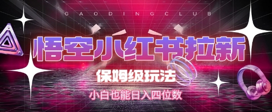 悟空小红书拉新，保姆级玩法，小白也能日入四位数-独家科技资源网