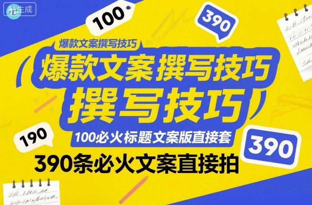爆款文案撰写技巧,100个必火标题文案模版直接套,390条必火文案直接拍-独家科技资源网