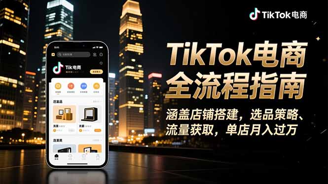 TikTok电商全流程指南,涵盖店铺搭建、选品策略、流量获取,单店月入过万-独家科技资源网