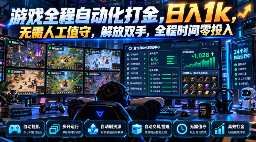 游戏全程自动化打金,日入1k,无需人工值守,解放双手,全程时间零投入【揭秘】-独家科技资源网