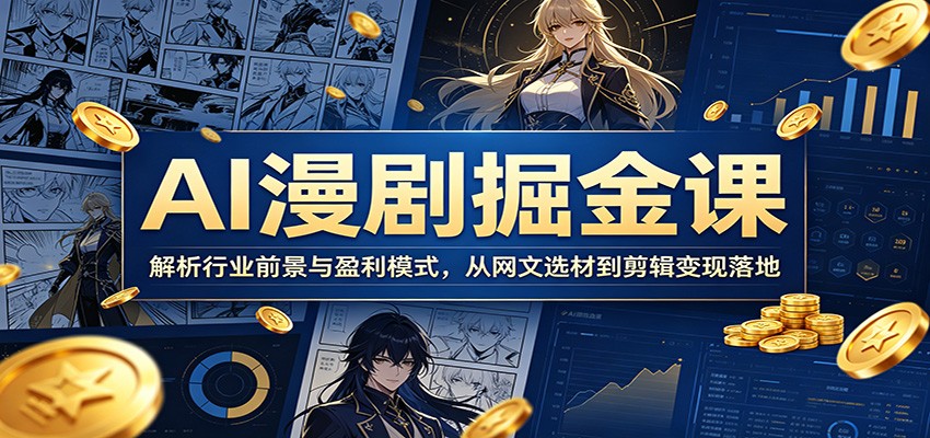 AI漫剧掘金课：解析行业前景与盈利模式，从网文选材到剪辑变现落地-独家科技资源网