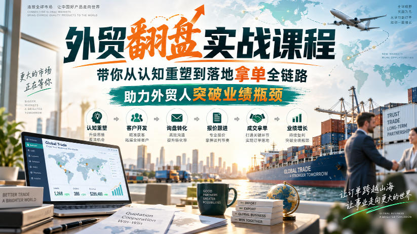 外贸翻盘实战课程，带你从认知重塑到落地拿单全链路，助力外贸人突破业绩瓶颈-独家科技资源网