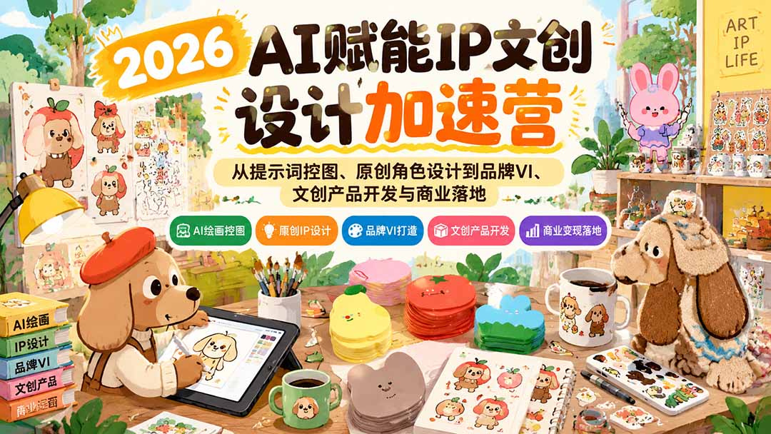 2026AI赋能IP文创设计加速营:从提示词控图、原创角色设计到品牌VI、文创产品开发与商业落地-独家科技资源网