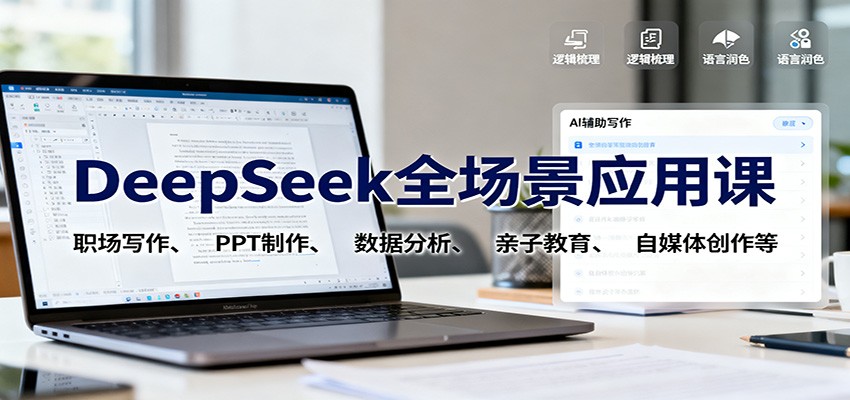 DeepSeek全场景应用课：职场写作、 PPT制作、数据分析、亲子教育、自媒体创作等-独家科技资源网