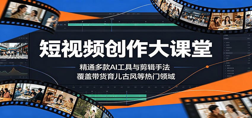 短视频创作大课堂：精通多款AI工具与剪辑手法，覆盖带货、育儿、古风等热门领域-独家科技资源网
