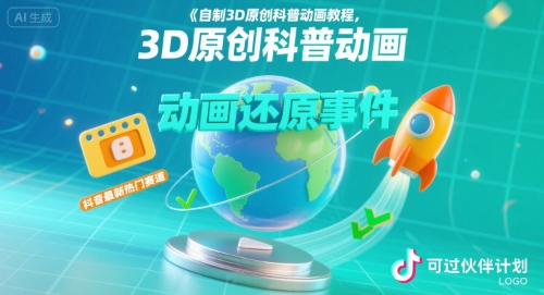 自制3D原创科普动画教程，动画还原事件，抖音最新热门赛道，可过伙伴计划-独家科技资源网