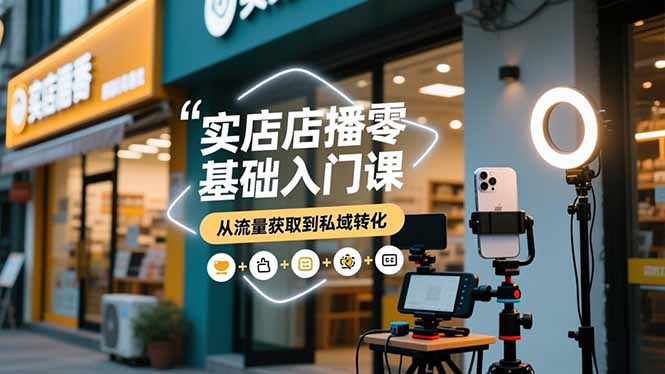 实体店播零基础入门课,实体店+短视频+直播+微信生态+私域社群,从流量获取到私域转化-独家科技资源网