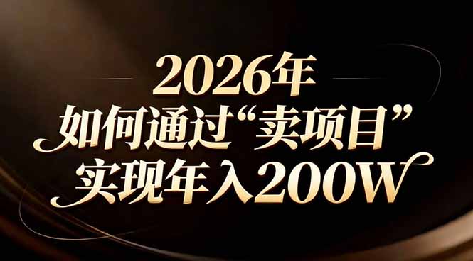 站在2026年的十字路口：一个普通人如何通过卖项目实现年入200万-独家科技资源网
