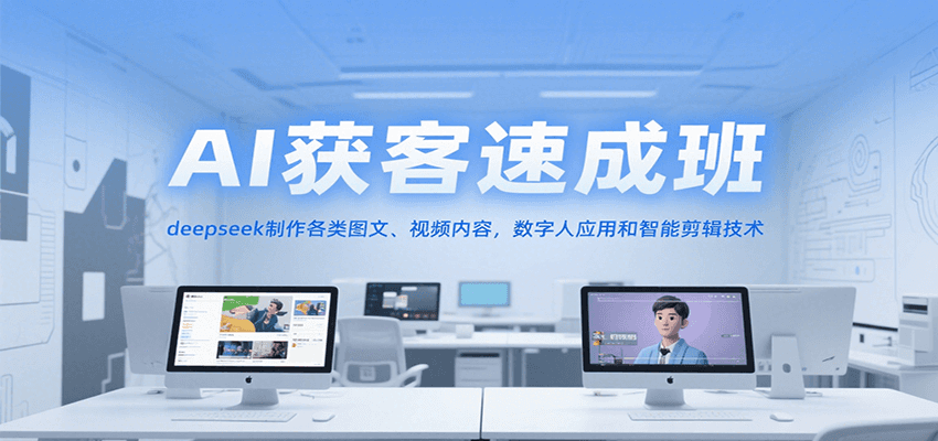 AI获客速成班，deepseek制作各类图文、视频内容，数字人应用和智能剪辑技术-独家科技资源网
