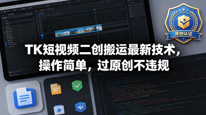 TK短视频二创搬运最新技术，操作简单，过原创不违规-独家科技资源网