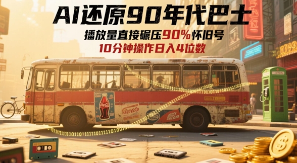 AI还原90年代巴士，一帧就让70后泪崩，播放量直接碾压90%怀旧号，每天操作十分钟，日入四位数-独家科技资源网