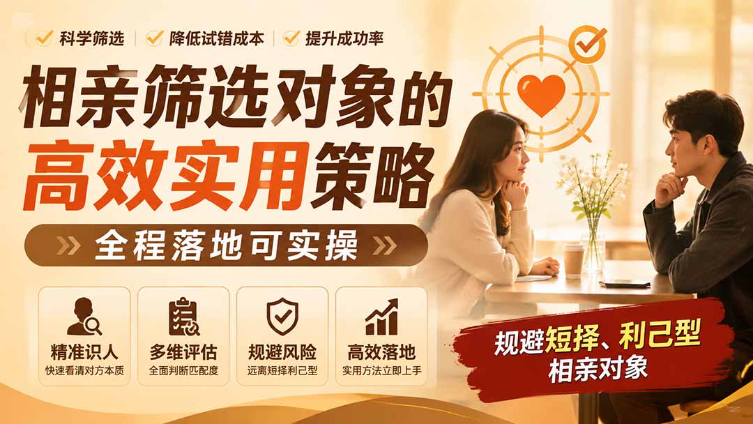 付费文章：相亲筛选对象的高效实用策略，全程落地可实操，规避短择、利己型相亲对象-独家科技资源网