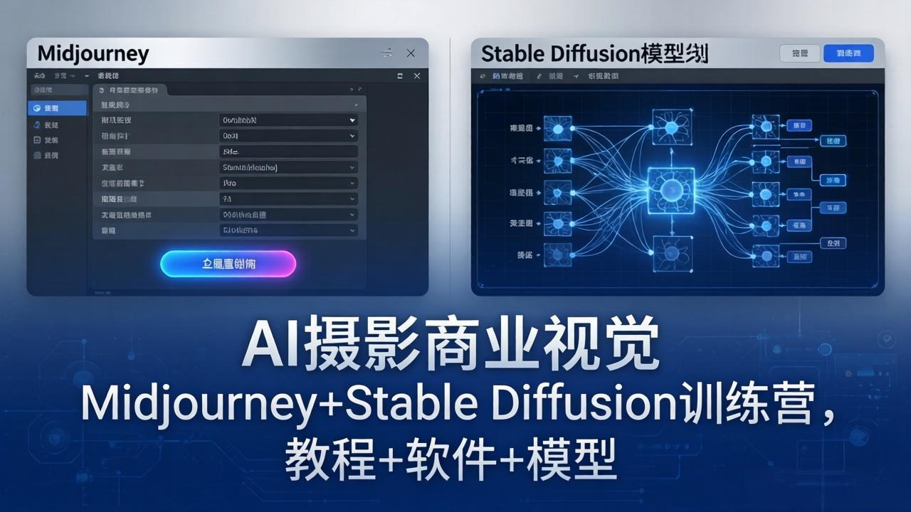 AI摄影商业视觉Midjourney+Stable Diffusion训练营，教程+软件+模型-独家科技资源网