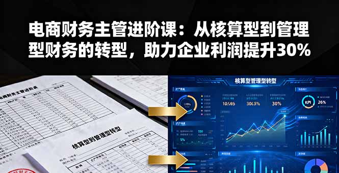 电商财务主管进阶课：从核算型到管理型财务的转型，助力企业利润提升30%-独家科技资源网